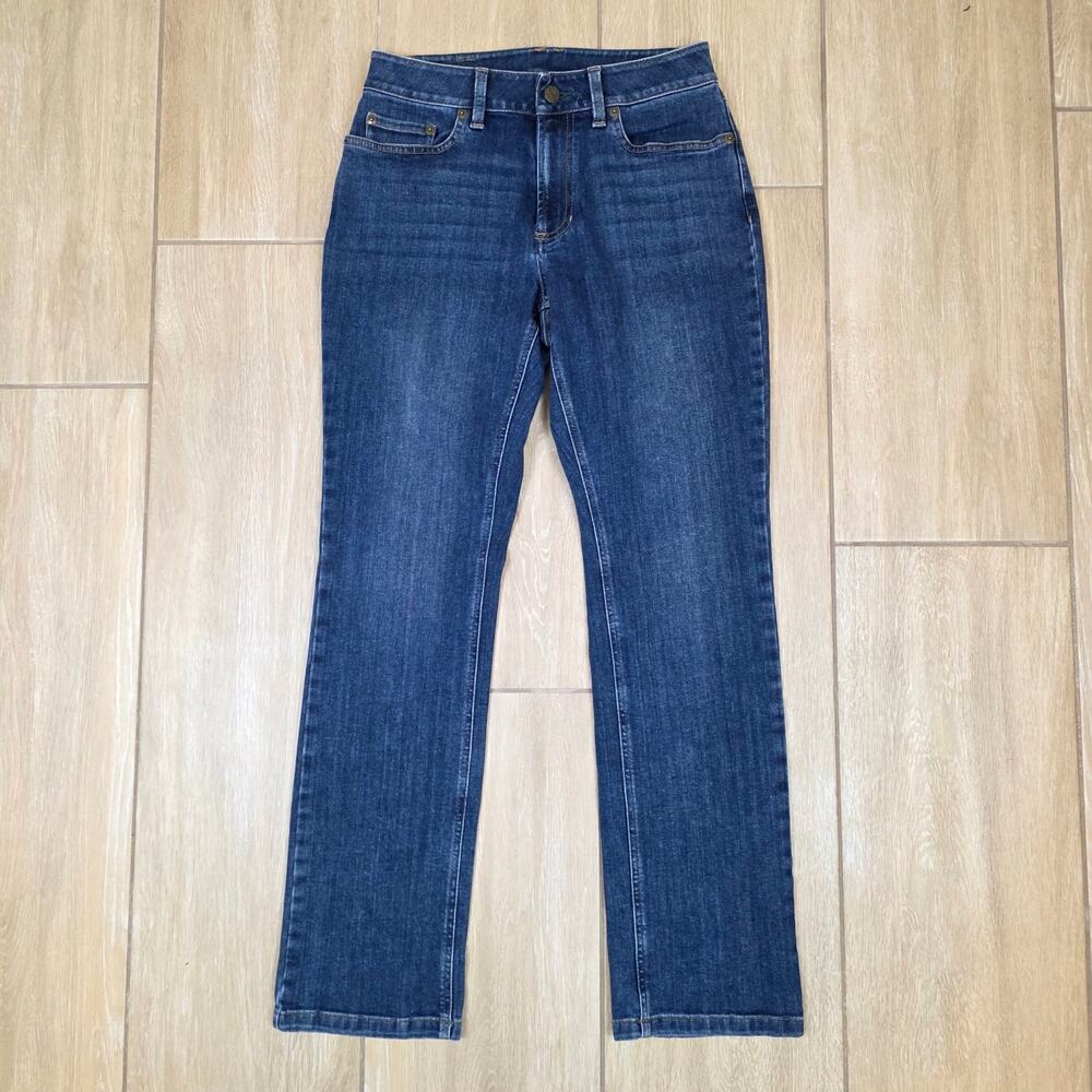 LL Bean BeanFlex Jeans Womens 4 Straight Leg Favorite Fit Stretch Medium Wash